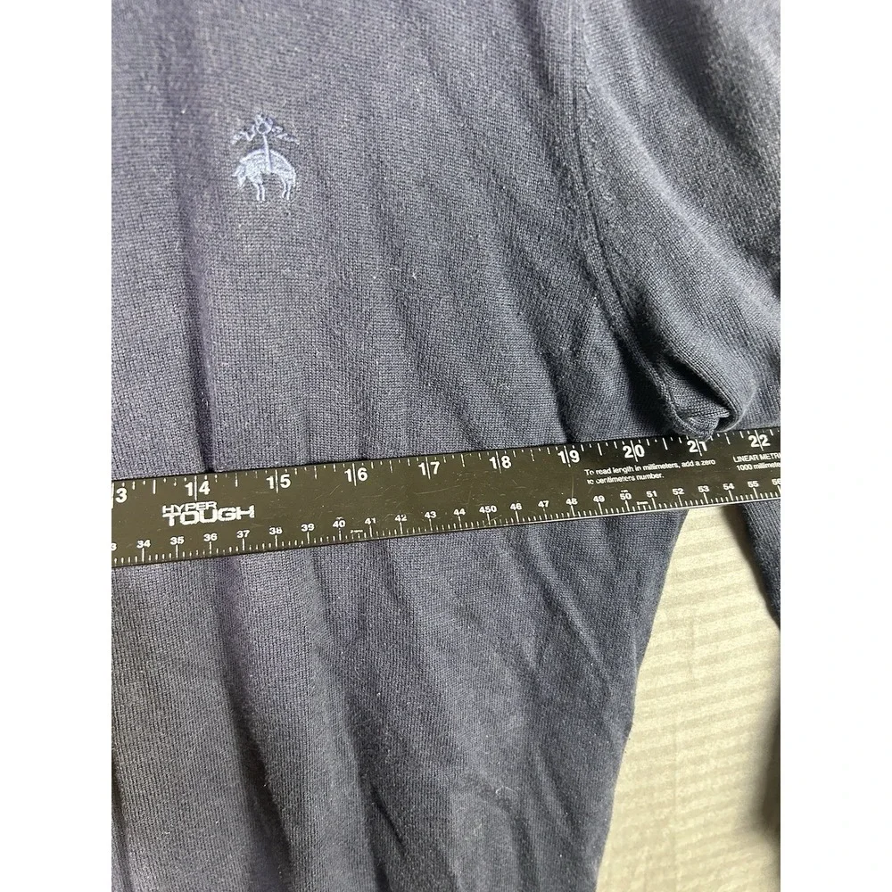 Brooks Brothers Supima Cotton‎ Sweater Mens L Navy Full Zip Knit Mock Neck